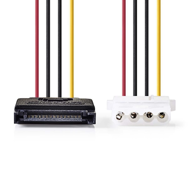 Nedis Intern Strömkabel | SATA 15-Pin Hane | Molex Hona | Guldplaterad | 0.15 m | Rund | PVC | Mångfärgad | Kuvert