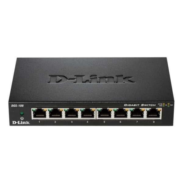 D-Link 8-Port Gigabit Ethernet Metal Housing Unmanaged Light Swi
