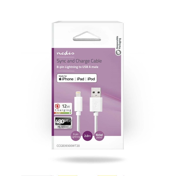Nedis Lightning Kabel | USB 2.0 | Apple Lightning 8-pin | USB-A