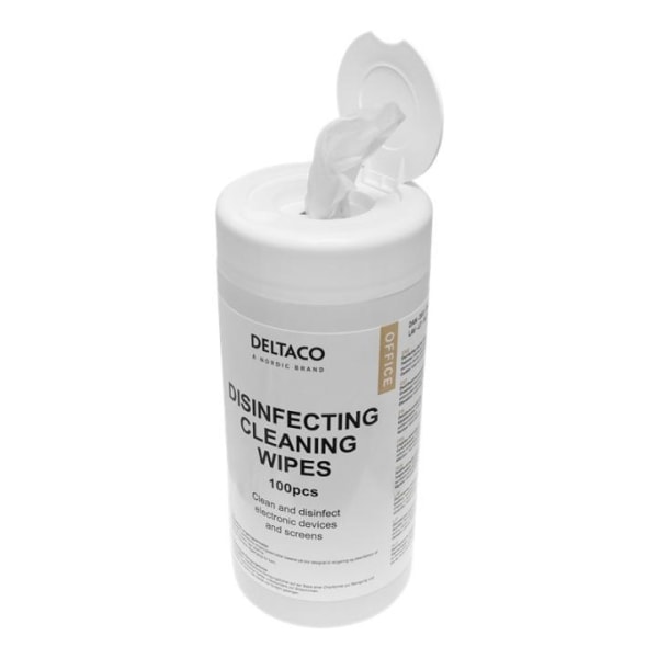 DELTACO Office Antibacterial wipes, 100pcs tube