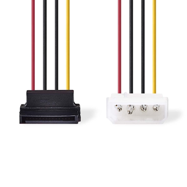 Nedis Sisäinen Virtakaapeli | Molex uros | SATA 15-Pin naaras | Kullattu | 0.15 m | Pyöreä | PVC | Monivärinen | Kirjekuori