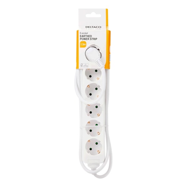 DELTACO outlet 6xCEE 7/3 1xCEE 7/7 1,5m white