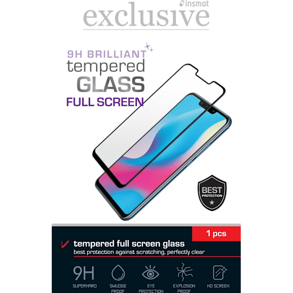 Insmat Full Screen -panssarilasi, iPhone 15, musta Transparent