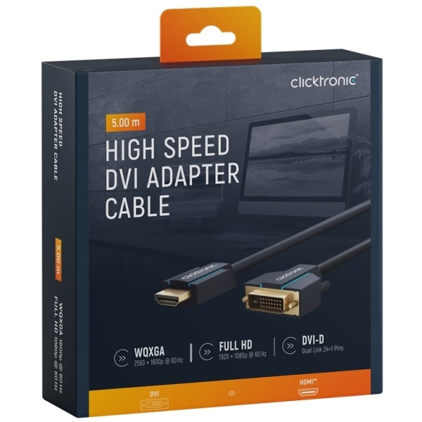 ClickTronic-adapterkabel fra DVI til HDMI™ Premium-kabel | 1x D
