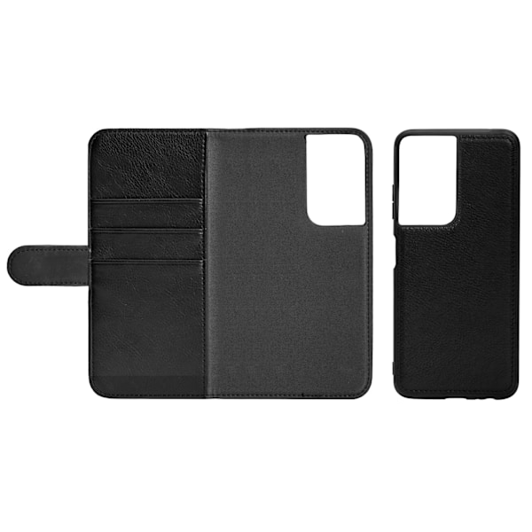 Essentials Samsung S21 Ultra PU wallet, detach, 3 card, Black Svart