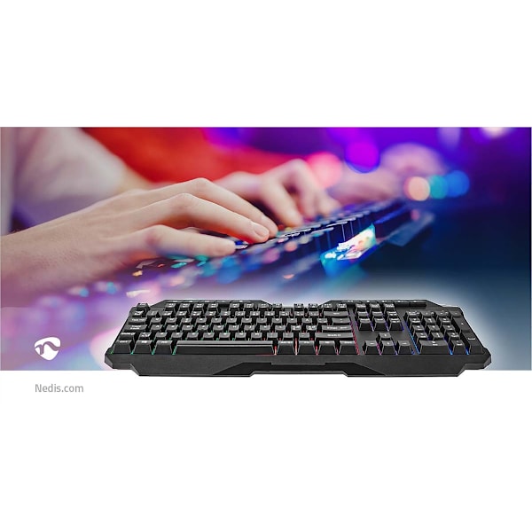 Nedis Pelinäppäimistö Langallinen | USB Type-A | Kalvonäppäiminä | LED | QWERTY | ND Näppäinasettelu | USB Virta | Virtakaapelin pituus: 1.30 m | Mult
