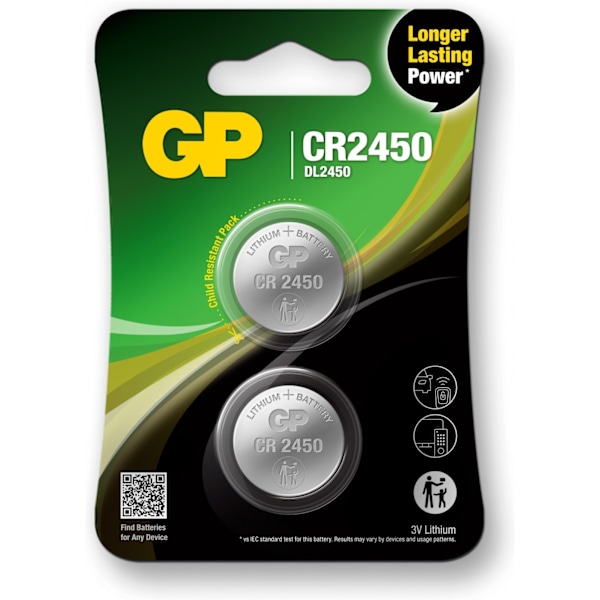 GP Knapcelle Lithium CR2450, 2-pak