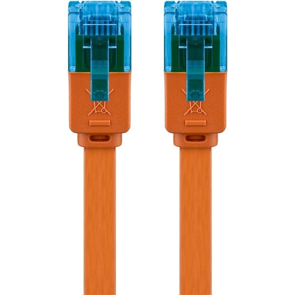 Goobay CAT 6A platt patchkabel, U/UTP, orange kopparledare (CU)