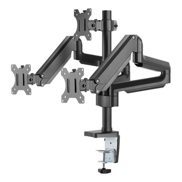 DELTACO Office, triple hydraulisk monitor-arm, 17"-27", 1,5-8kg, Sort