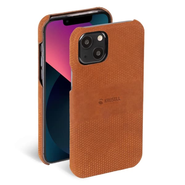 Krusell iPhone 13 Mini Leather Cover, Cognac Brun