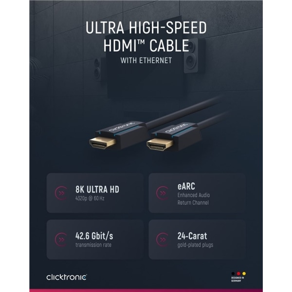 ClickTronic Ultrahøj hastighed HDMI™-kabel Premium-kabel | 1x HD