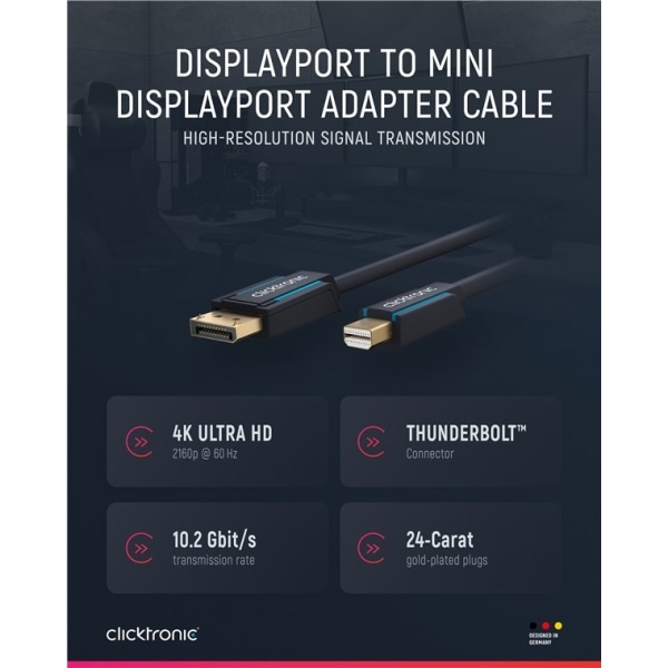 ClickTronic Adapterkabel för DisplayPortâ„¢ till mini DisplayPor