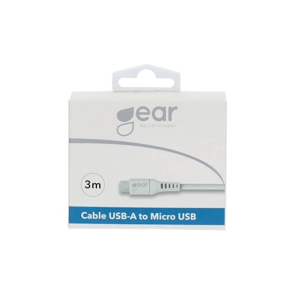 GEAR USB-kaapeli MicroUSB 3m valkoinen