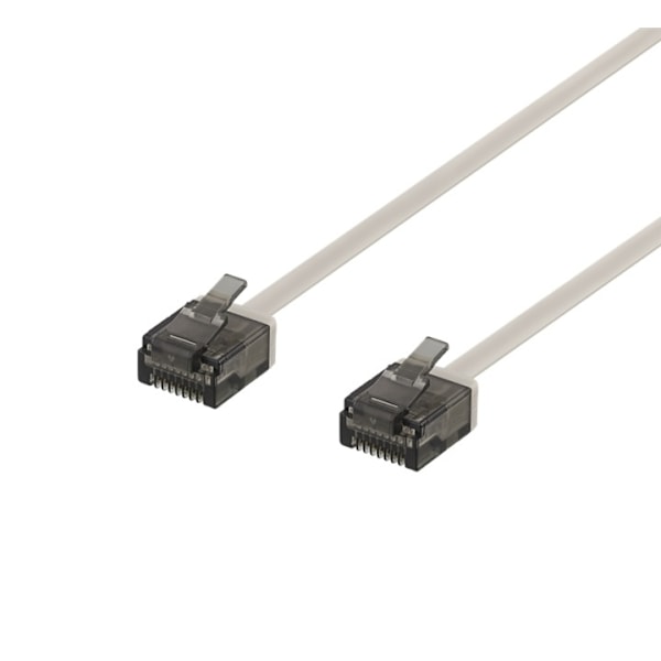 DELTACO U/UTP Cat6a patchkabel, flat, 1mm tjock, 1m, grå