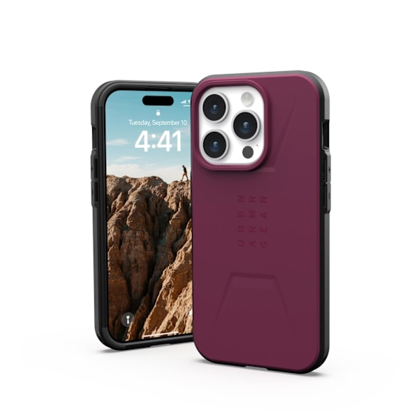 Urban Armor Gear iPhone 15 Pro Civilian Magsafe  - Bordeaux Röd