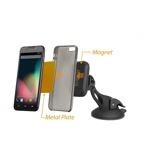 Technaxx magneettinen autoteline älypuhelimille ja tableteille + autolaturi (TE09)