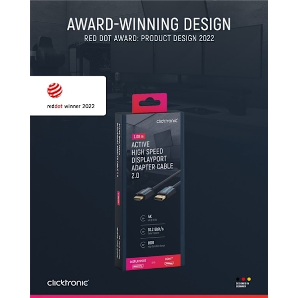 ClickTronic-sovitinkaapeli aktiiviselta DisplayPort™:lta HDMI™:lle (4K/6
