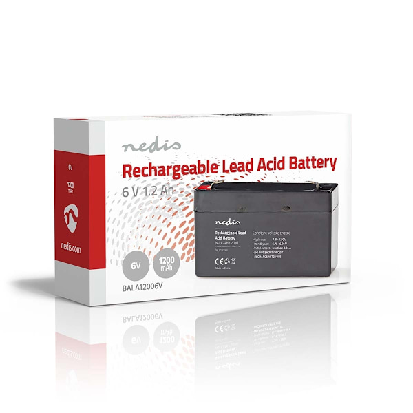 Nedis Uppladdningsbart blybatteri | Bly-syra | Uppladdningsbara | 6 V | 1200 mAh