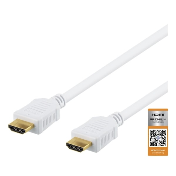 DELTACO High-Speed Premium HDMI cable, 1m, Ethernet, 4K UHD, white