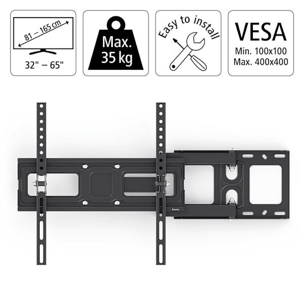 Hama TV-vægbeslag Full Motion VESA op til 400x400 65\" Sort