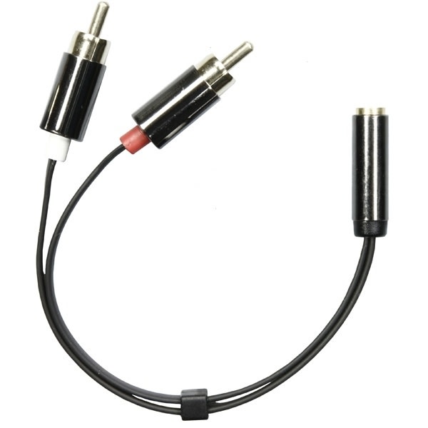 DELTACO 3,5mm na - 2xRCA ur, 0,1m, musta