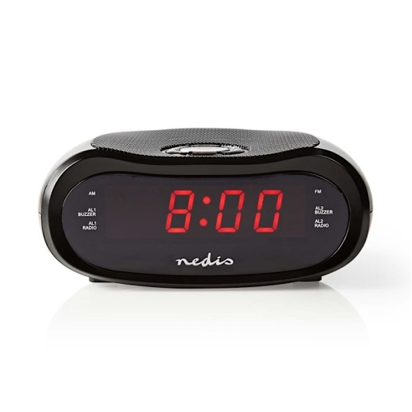 Nedis Digital vækkeur Radio | LED Display | Tidsprojektion | AM / FM | Snooze funktion | Sleep timer | Antal alarmer: 2 | Sort