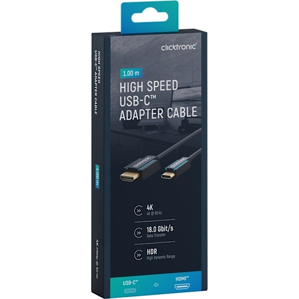 ClickTronic USB-C™ - HDMI™ -sovitinkaapeli Premium-kaapeli | U