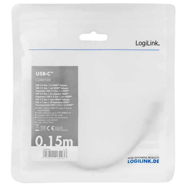 LogiLink USB-C -> HDMI-adapter 4K/60Hz