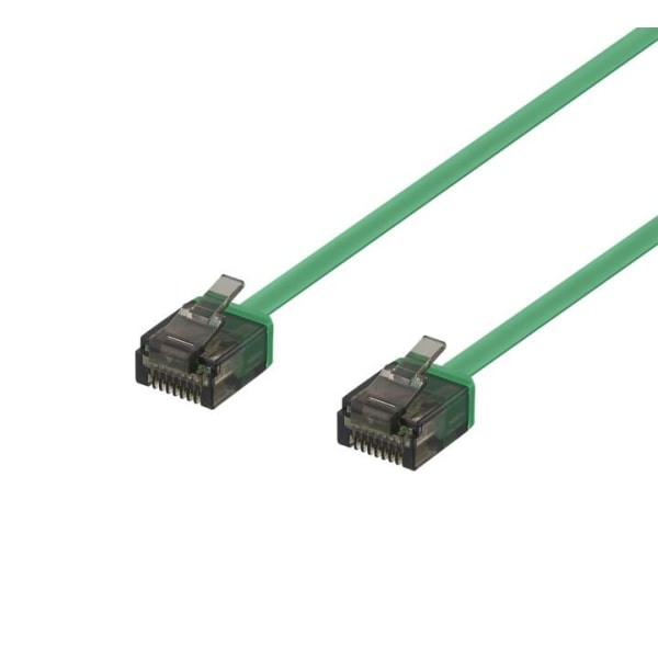 Deltaco U/UTP Cat6a patch cable, flat, 2m, 1mm thick, green
