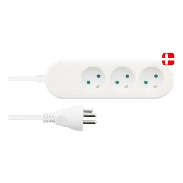 Nordic Quality Danskt grenuttag med 3 jordade uttag, PVC-kabel (