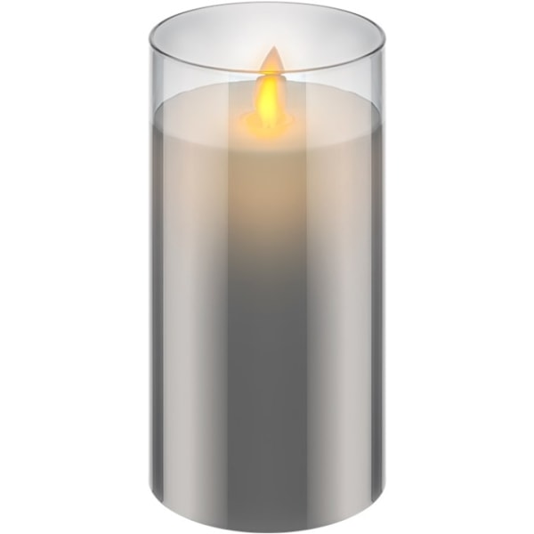 Goobay LED ægte vokslys i glas, 7,5 x 15 cm vidunderlig og sikker belysningsløsning til mange områder som huse og loggier, kontorer eller skoler Grå, Hvid
