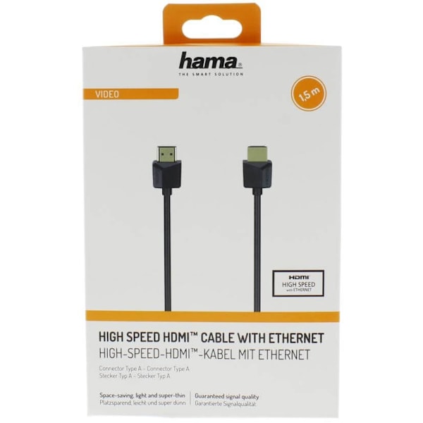 Hama Kabel HDMI Ethernet Flexislim Sort 1,5m