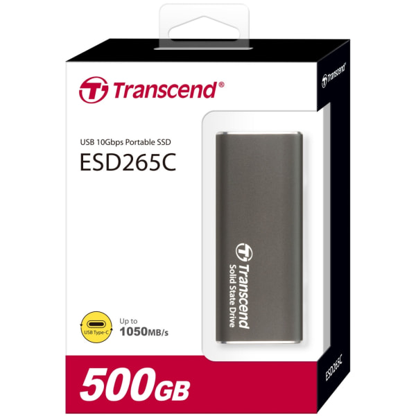 Transcend bærbar SSD ESD256C USB-C 500 Gb 10 Gbps (R1050/W950 Mb