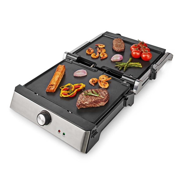 Nedis Kontakt Grill | 2000 W | 29 x 23 cm | Justerbar temperaturkontrol | Plastik / Rustfri Stål