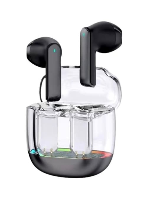 True Wireless Bluetooth headset med transparent LED-case Svart
