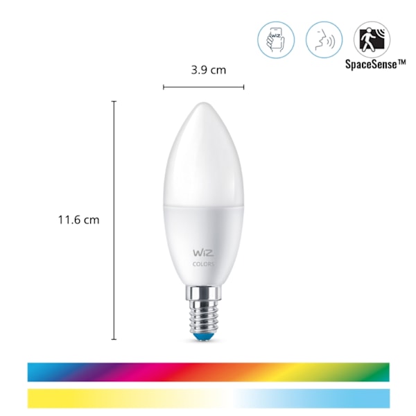 WiZ WiFi Smart LED E14 Kron 40W Färg + Varm-kallvit 470 lm 3 pack