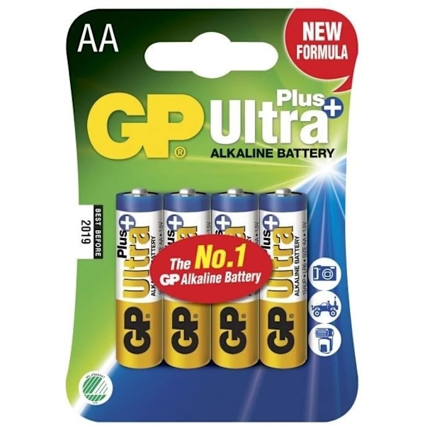 GP Ultra Plus Alkaline AA batteri, 15AUP/LR6, 4-pack