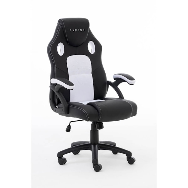 RAPTOR Gamingstol GS-40 Kompakt Kunstlæder & Stof Sort/Hvid