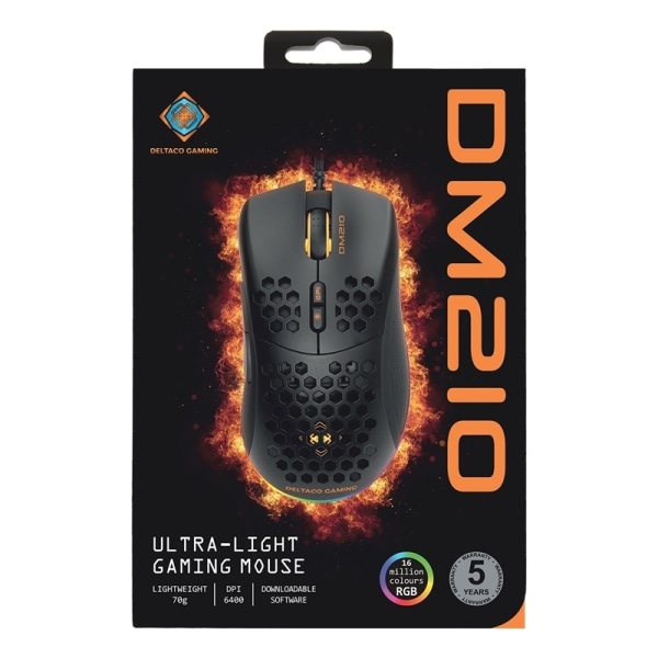 DELTACO GAMING DM210 lightweight gaming mouse, RGB, black