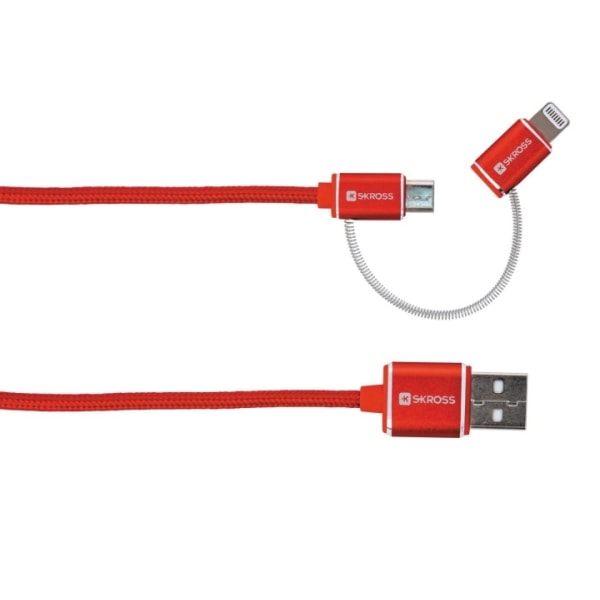 SKROSS RØD 2i1 Charge'n Sync Micro USB & Lightning Kabel
