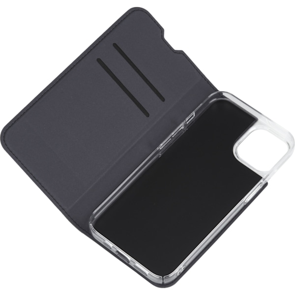 FoneKit BookCase -suojakotelo, iPhone 15, musta Svart