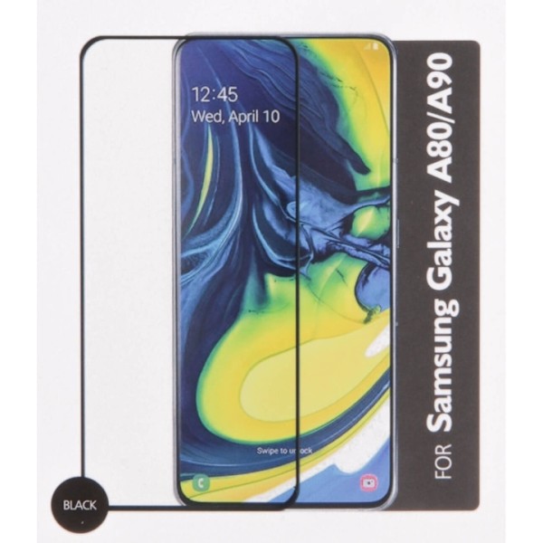 GEAR Härdat Glas 3D Full Cover Black Samsung A80 / A90 2019 Svart