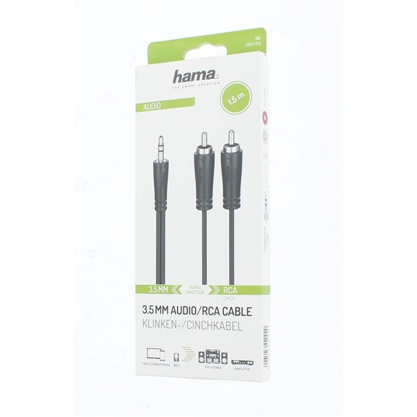 Hama Lydkabel 3.5-2x RCA Sort 1.5m