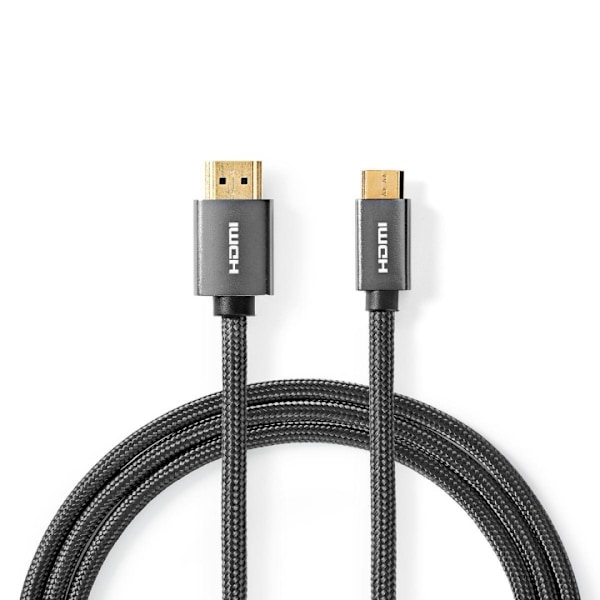 Nedis High Speed ​​HDMI ™ Kaapeli Ethernet | HDMI™ liitin | HDMI™ Mini | 4K@60Hz | 18 Gbps | 2.00 m | Pyöreä | Puuvilla | Antrasiitti / Gun Metal Harm