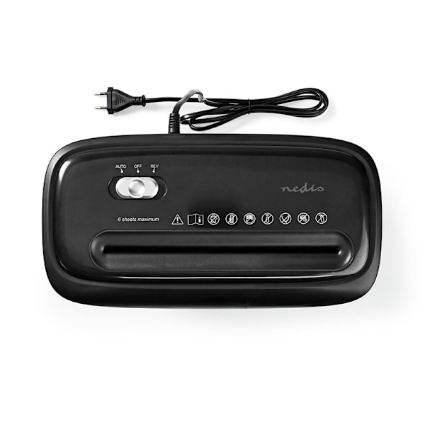Nedis makulator | 6x A4 sider | 12 l | Sikkerheds standard: DIN 4 | 300 W | Sort