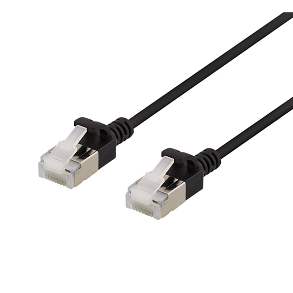 DELTACO U/FTP Cat6a patch cable, slim, 3,8mm in diameter, 3m, black