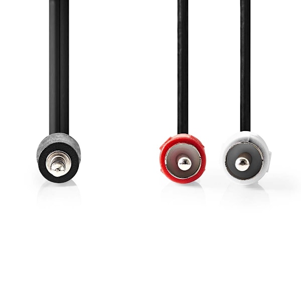 Nedis Stereoäänikaapeli | 3.5 mm uros | 2x RCA uros | Niklattu | 2.00 m | Pyöreä | Musta | Laatikko