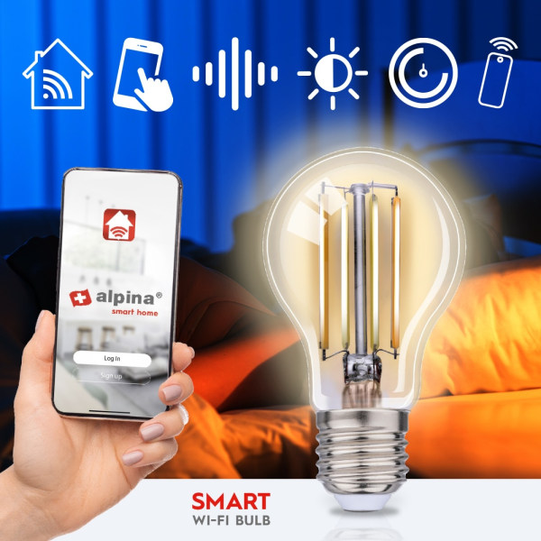 Alpina WiFi Smart E27 LED Filament Varmvit 7W 806 lm
