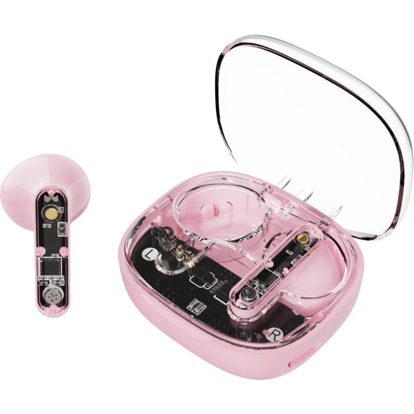 Streetz T150 TWS høretelefoner, Transparent Pink Rosa