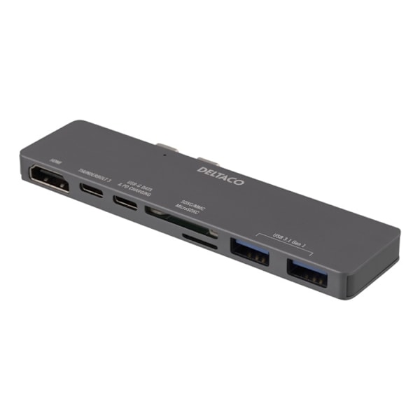 DELTACO Dual USB-C dock for MacBook Pro 2016, Thunderbolt 3, 100W USB-